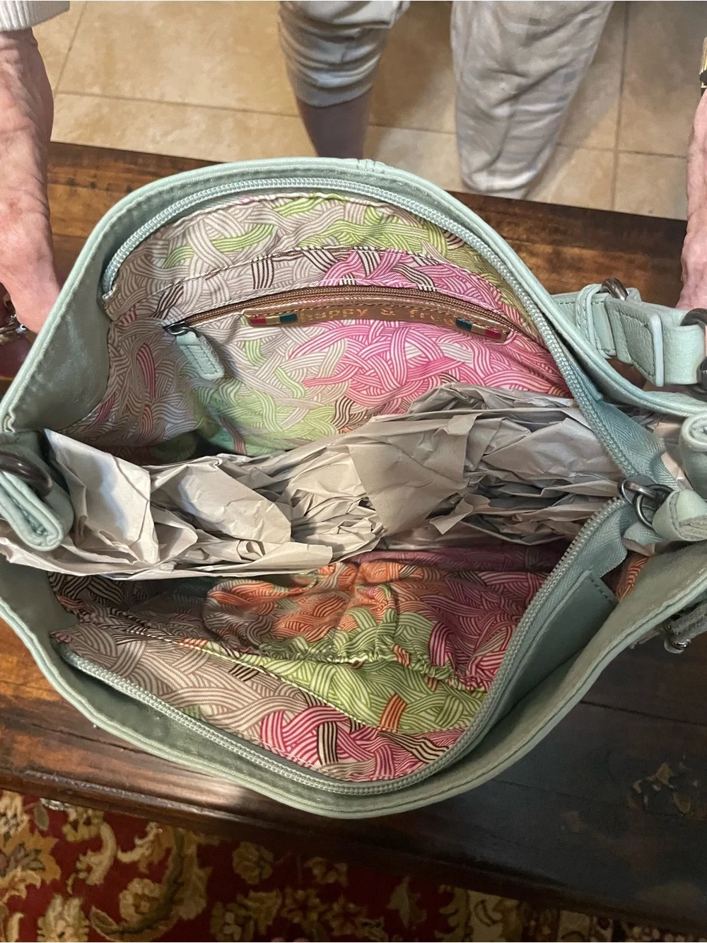 The Sak Pebbled Leather Mint Hobo Bag with Studded Front Pocket